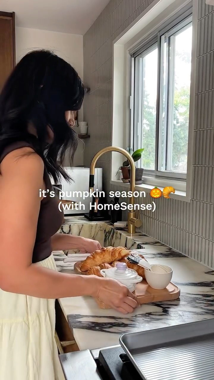 Instagram post by @sabrinastavenjord for HomeSense. Caption reads: Friends don’t gatekeep. 🤭 Most of my kitchen....
