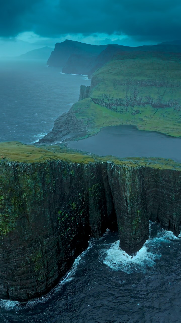 Instagram post by @ronald_soethje for DJI. Caption reads: Views in the Faroes are never simple.
Cliffs fall....