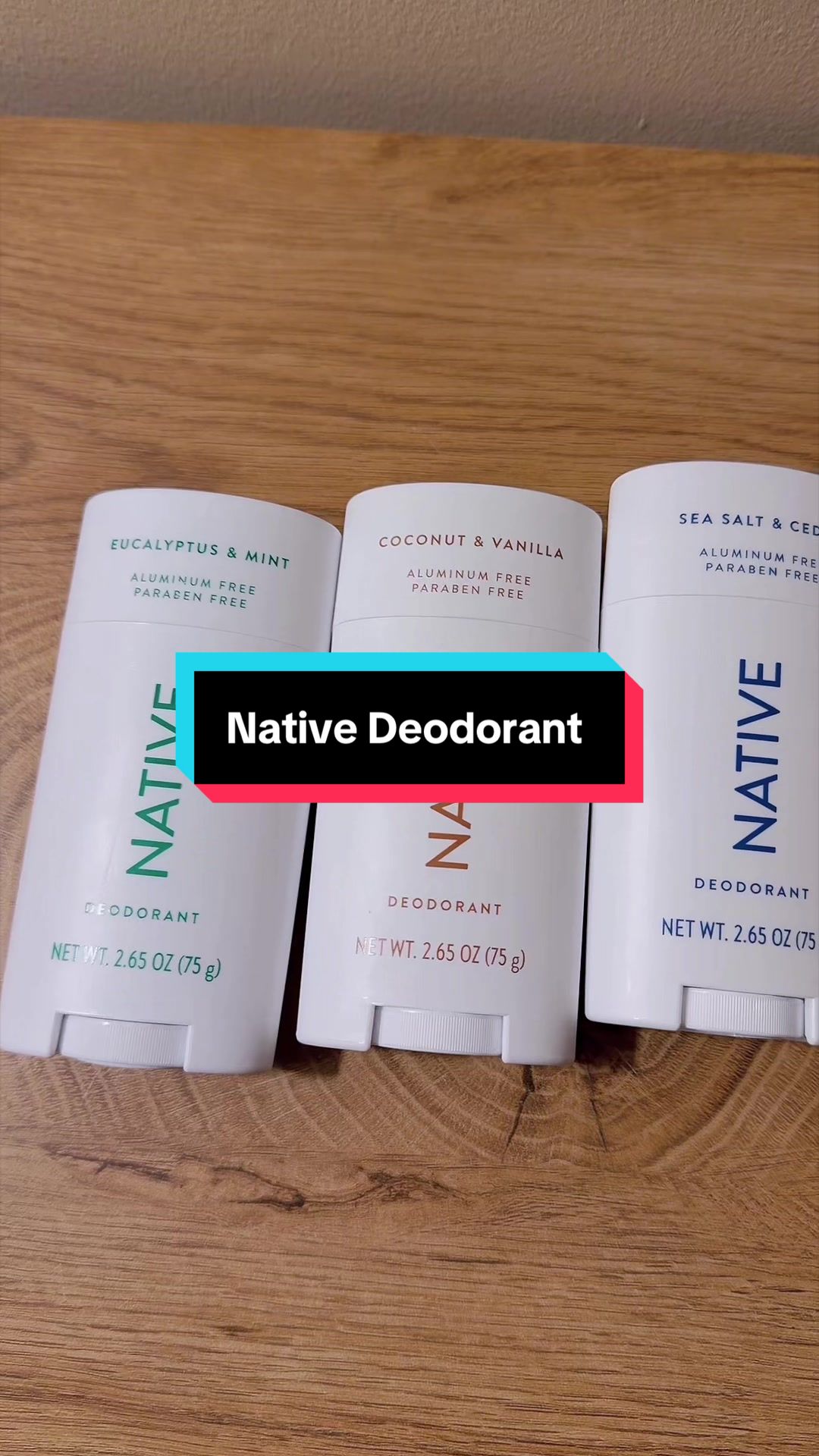 TikTok post by @hanna.robinson2 for Native. Caption reads: Native Deodorant is an aluminum-free option made....