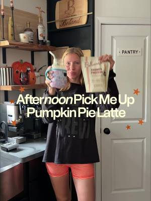 TikTok post by @mirandaboland for Ballerina Farm. Caption reads: [...] most spooktacular pumpkin latte 🎃....