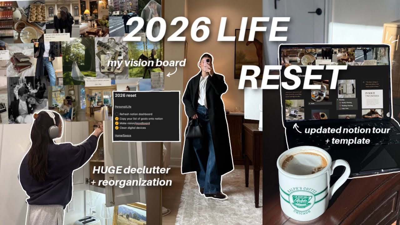YouTube post by @annikastevie for Helly Hansen. Caption reads: 2026 LIFE RESET | new notion tour + template,....
