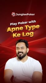 Instagram post by @karthik.jayaram for Junglee Poker. Caption reads: [...] strategy at the table—join me at Junglee....