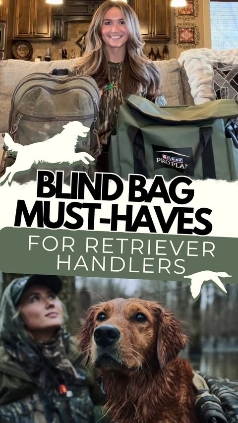 Instagram post by @themaggiewilliams for PURINA PRO PLAN. Caption reads: Retriever Handler Blind-Bag Necessities 🐾
Kate is....