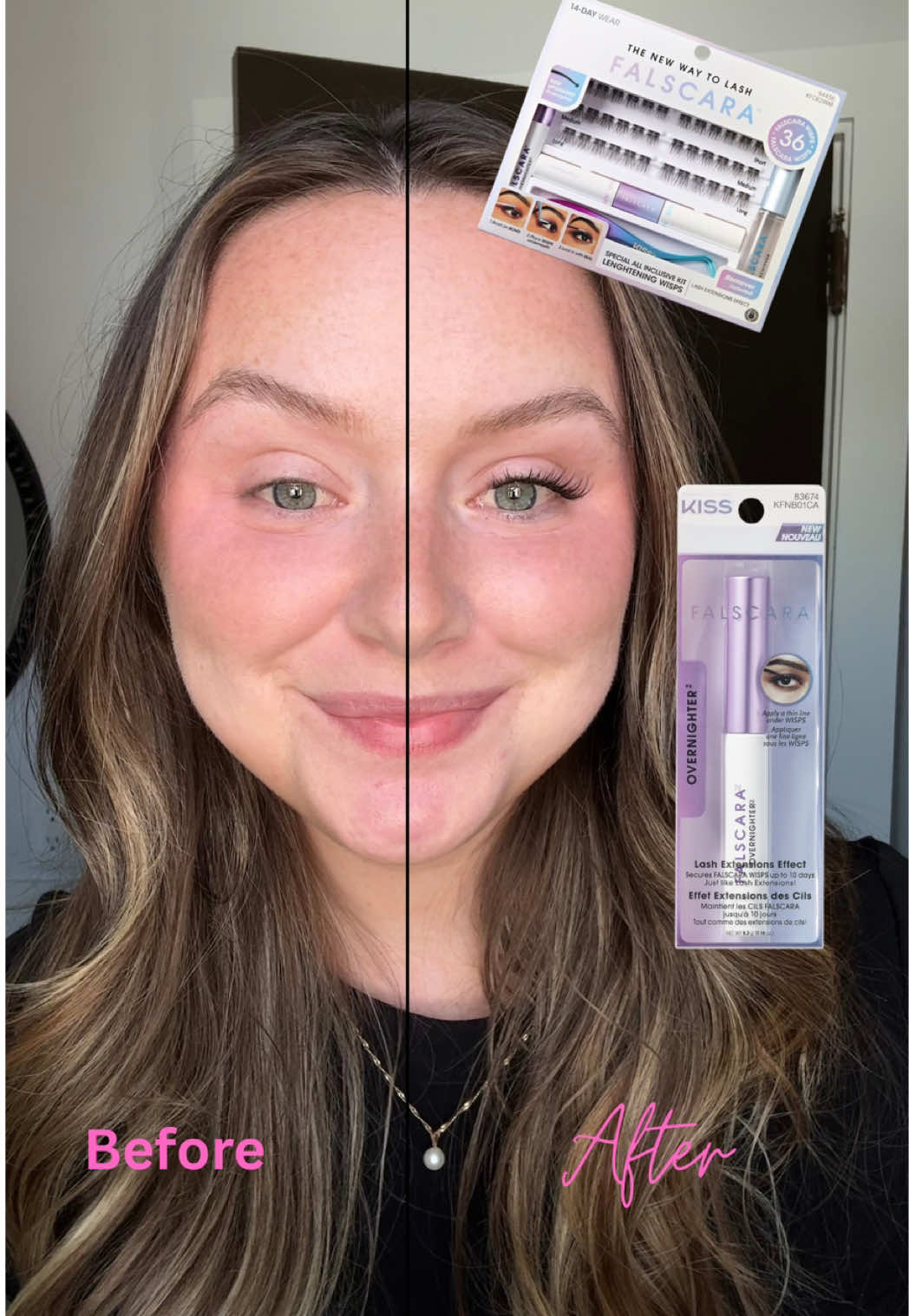 TikTok post by @cassidyoliviaa for Falscara. Caption reads: [...] wearing lashes, chances are they’re....