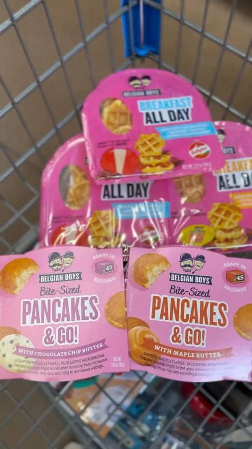 Instagram post by @trendyfavefinds for Belgian Boys. Caption reads: New at @Walmart! 🥞 🧇 #sponsored Belgian Boys now....