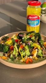 Instagram post by @hungryempire for Mezzetta. Caption reads: [...] I’ve always used and and loved @mezzetta’s....