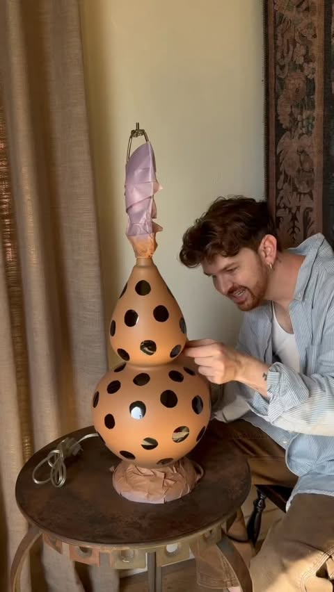 Instagram post by @lonefoxhome for Rust-Oleum. Caption reads: [...] and I had to try it first on a lamp....