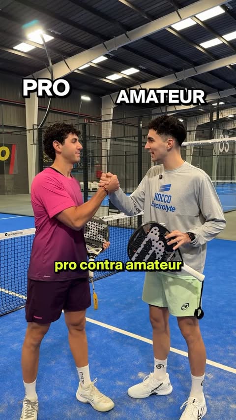 Instagram post by @xtres_padel for Nocco. Caption reads: [...] AMATEUR, reto de 4 golpes para ganar un....