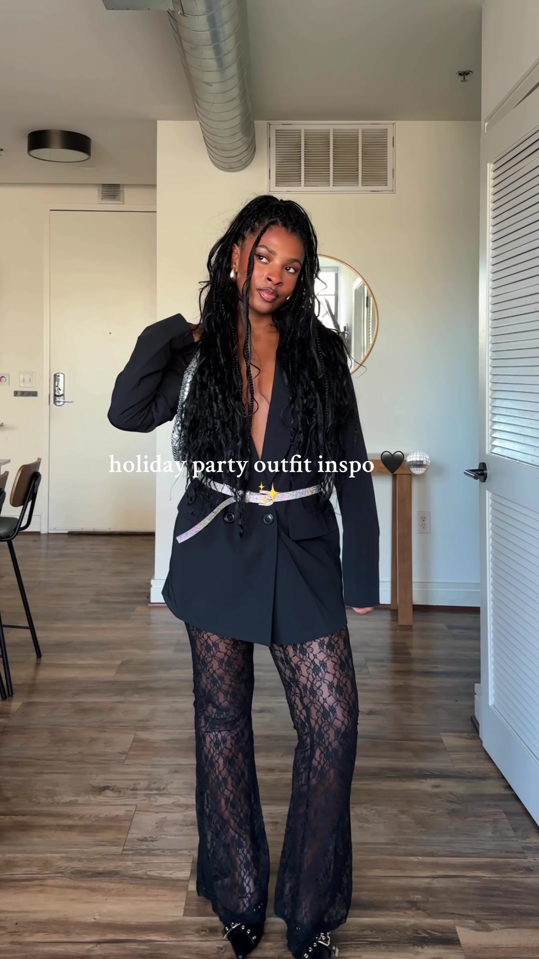 TikTok post by @chloebrwn3 for Ardene. Caption reads: it’s holiday party season ✨🖤 @Ardene use code....