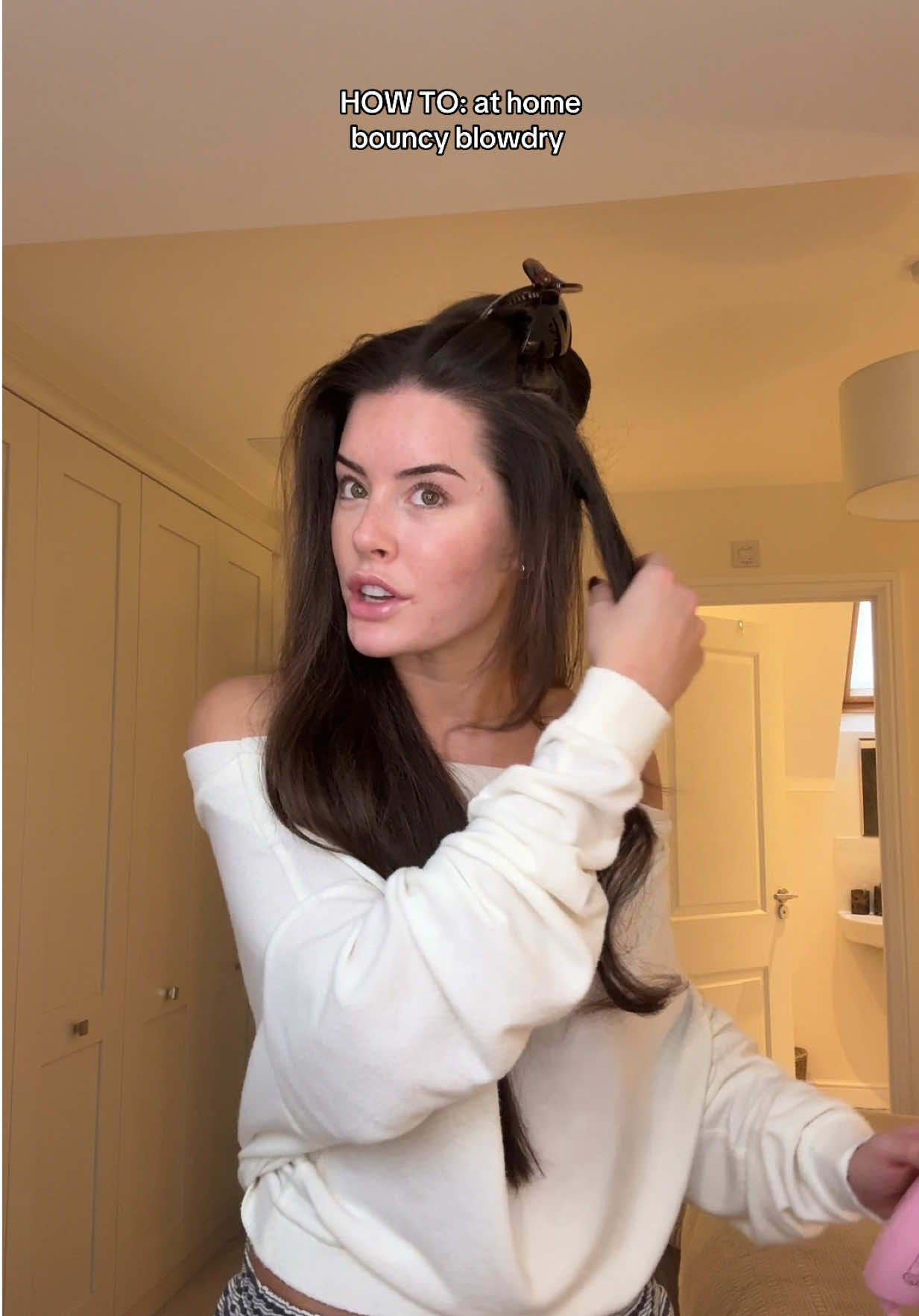 TikTok post by @sophiedeanstonehouse for BeautyWorks. Caption reads: How I achieve my 20 minute at home blowdry with....
