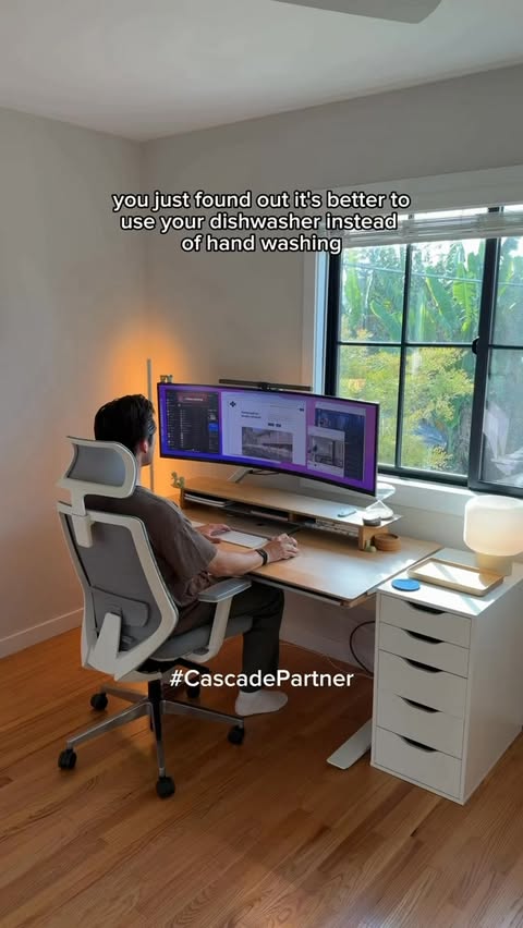 Instagram post by @lorenapplegate for Cascade. Caption reads: #CascadePartner work from home we get the luxury....
