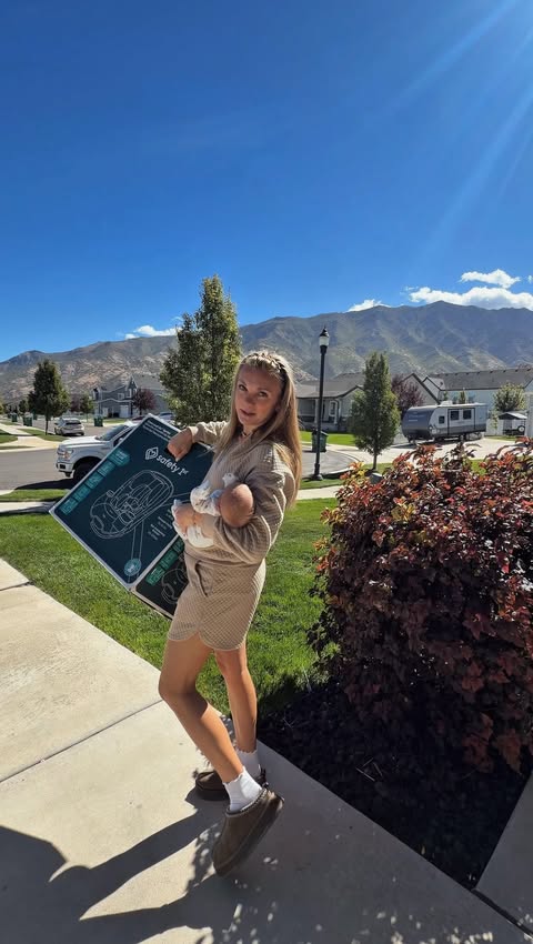 Instagram post by @mckinleymemm for Safety 1st. Caption reads: lolli & papa are ready for BABY DUTY 🤭☁️🩵....