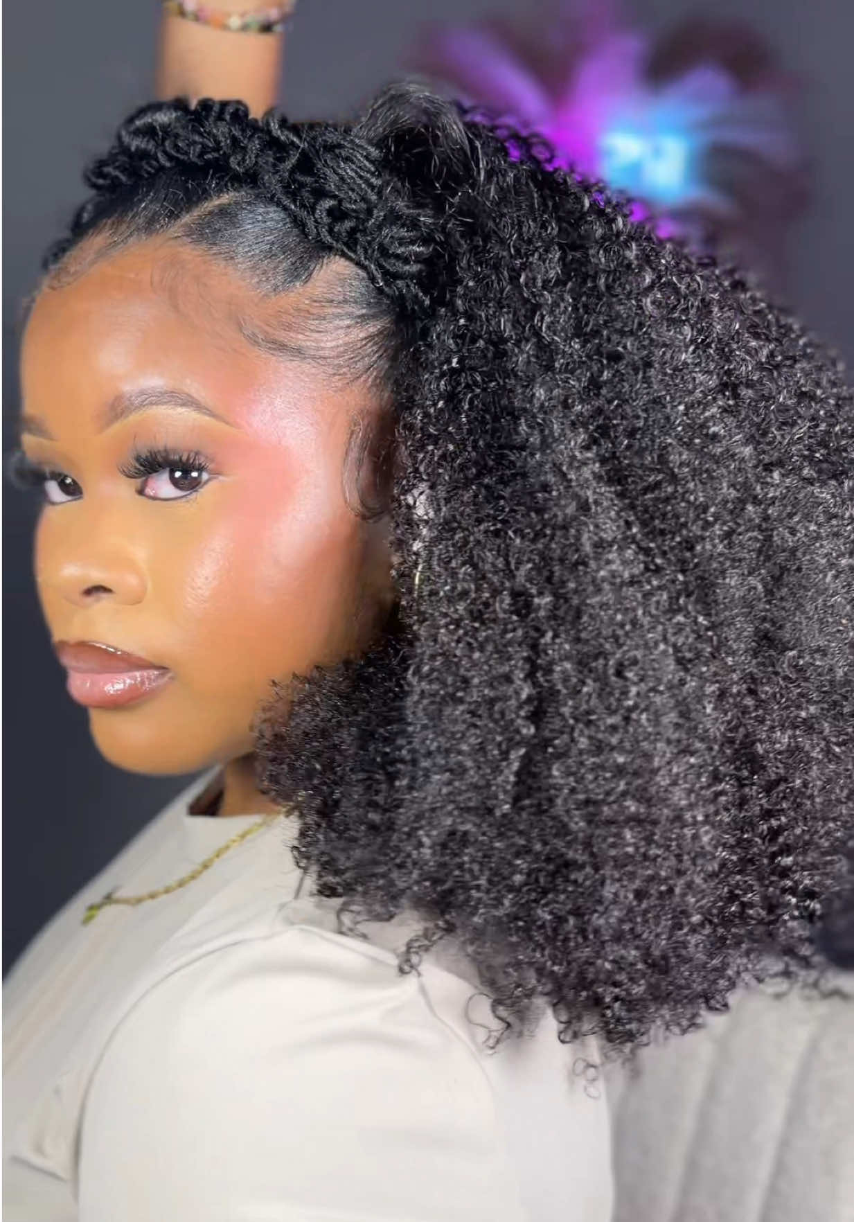 TikTok post by an influencer for OQHAIR. Caption reads: This half wig from @OQHAIR is soooo tea yall! You....