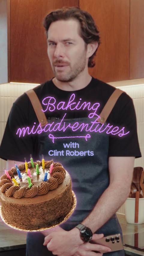 Instagram post by @clintstagramm for Samsung New Zealand. Caption reads: Forgetting to bake a cake is bad.
Forgetting how....
