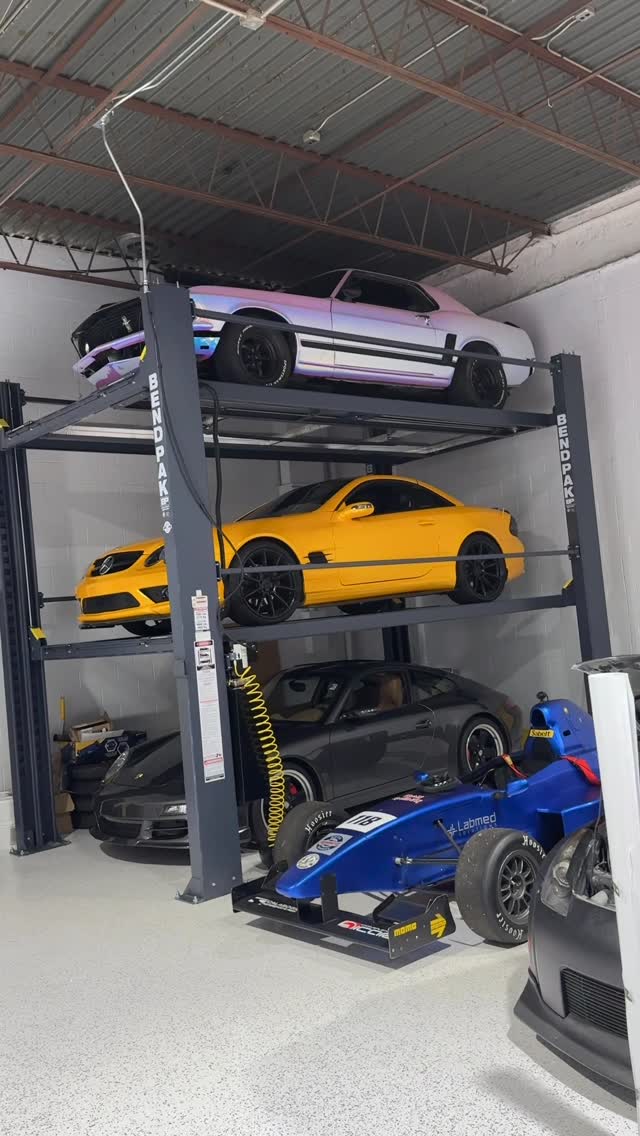 Instagram post by @grant_sloan for BendPak. Caption reads: Mission accomplished 🫡 ✅ #dreamgarage #surpercar....