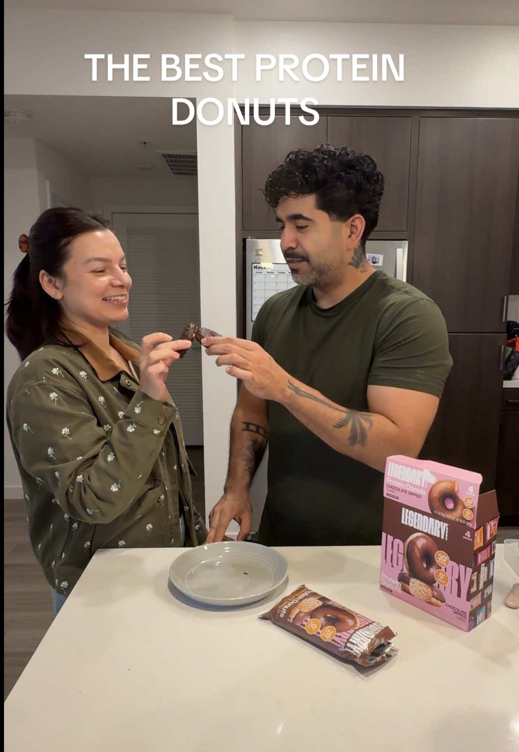 TikTok post by @amy_sucely for Legendary Foods. Caption reads: [...] If he approves, they’re GOOD 🍩😉 @Legendary....