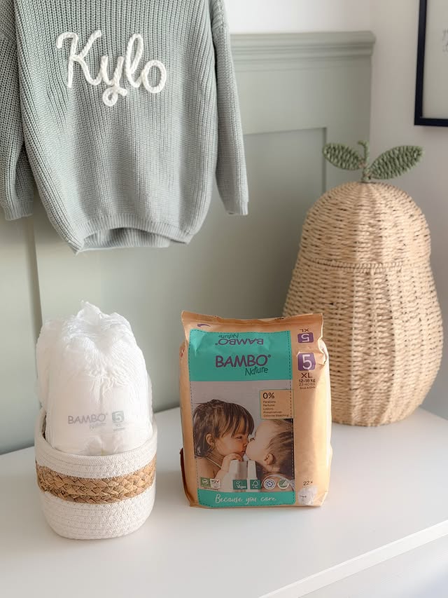 Instagram post by an influencer for Bambo Nature UK. Caption reads: AD @bambonatureuk eco-friendly bamboo nappies....