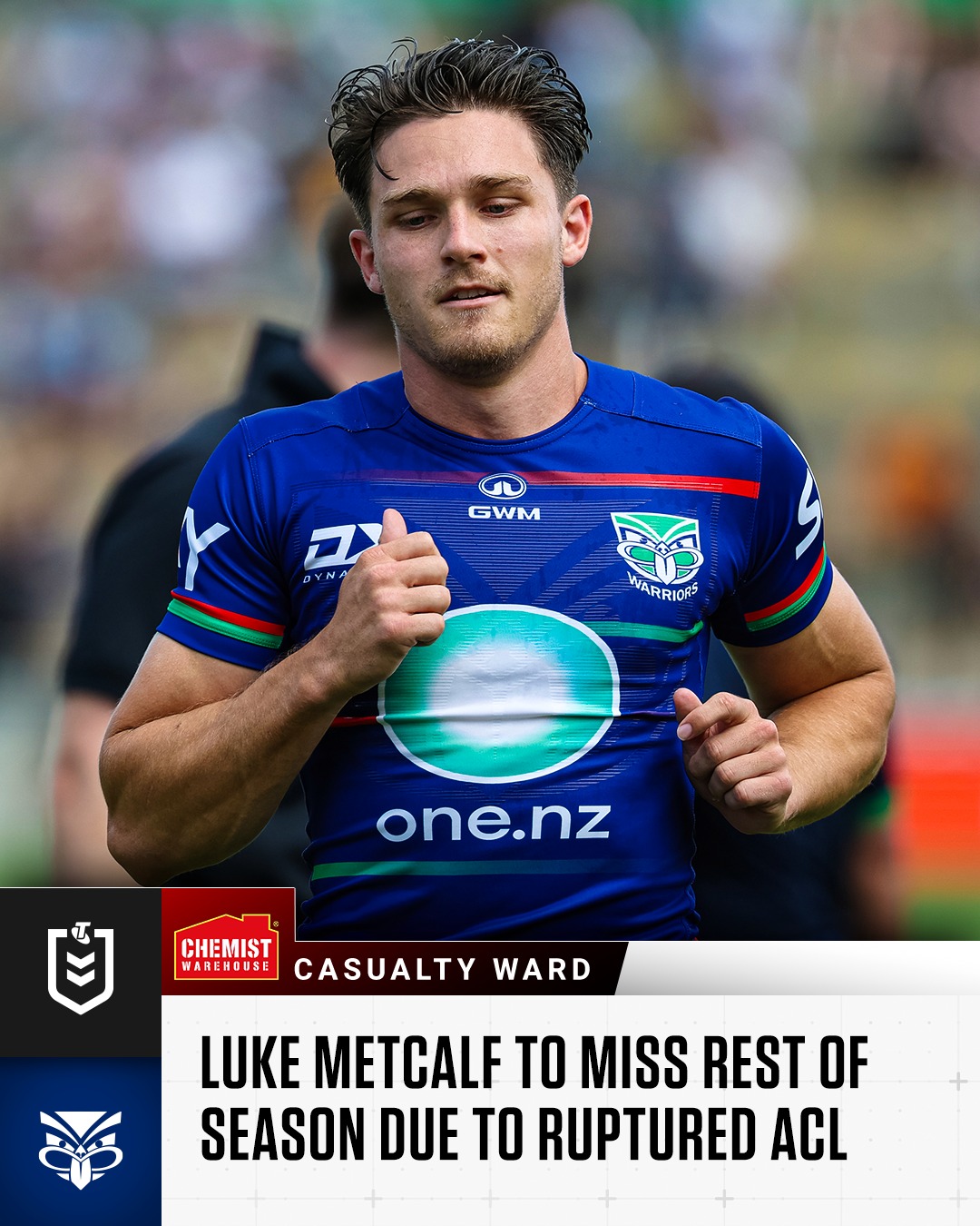 Instagram post by @nrl for Chemist Warehouse. Caption reads: Look away Warriors whānau 🥺.