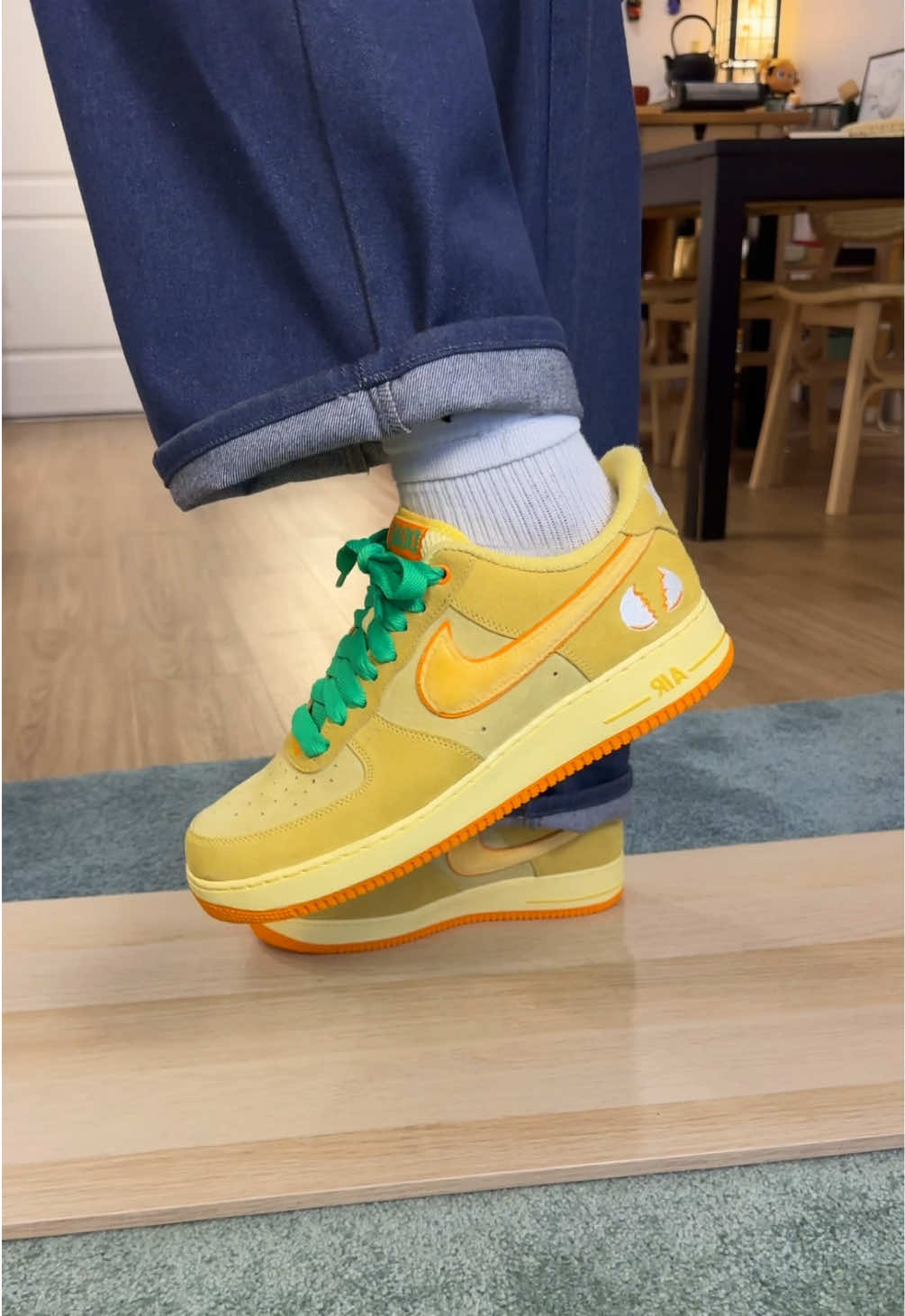 TikTok post by @jayminkhansmith for GOAT. Caption reads: [...] the Ducks of a Feather x Air Force 1 for....