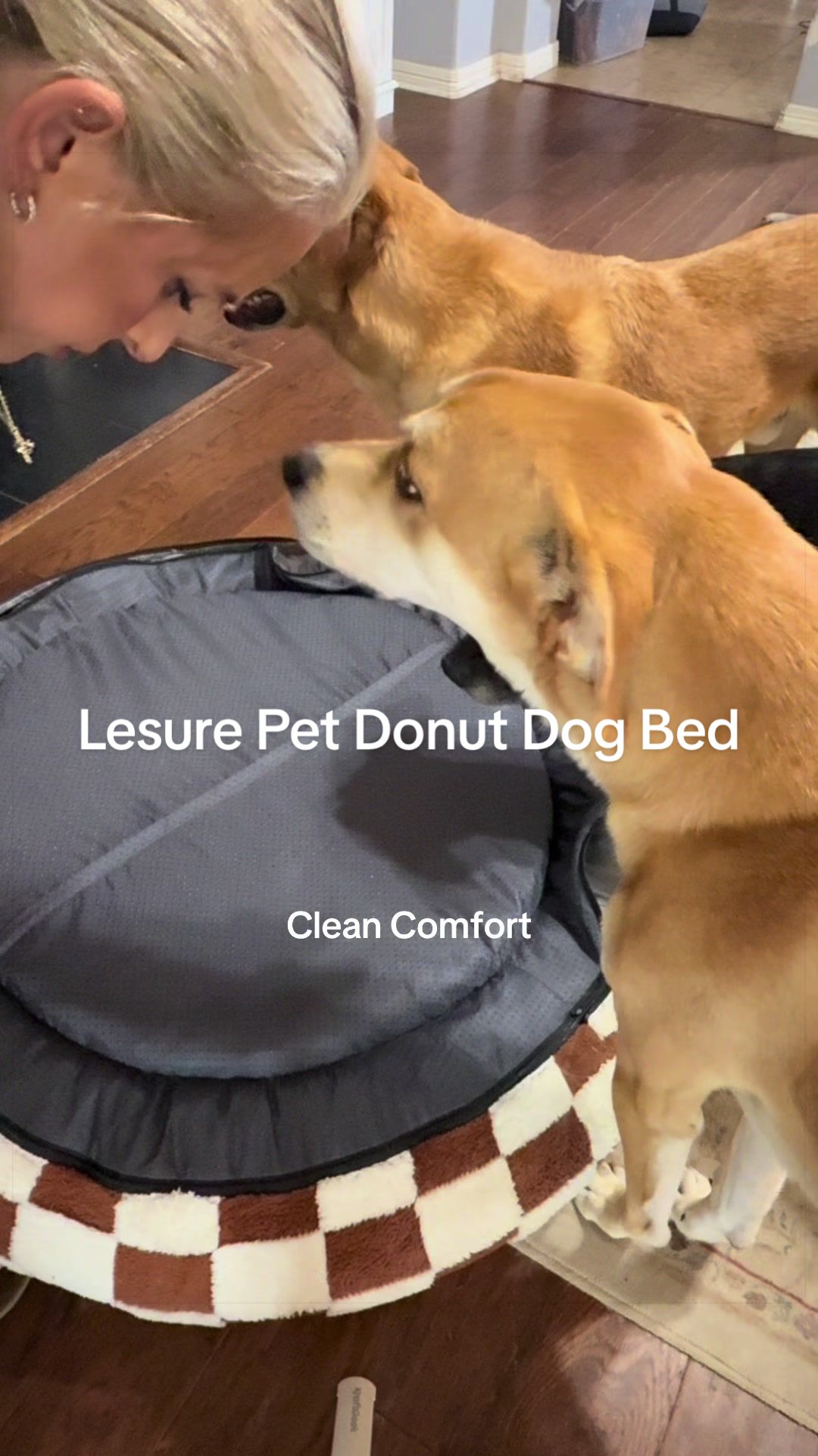TikTok post by @spill_it_mom for Bedsure Home. Caption reads: Hank will literally sit and pout if one of his....