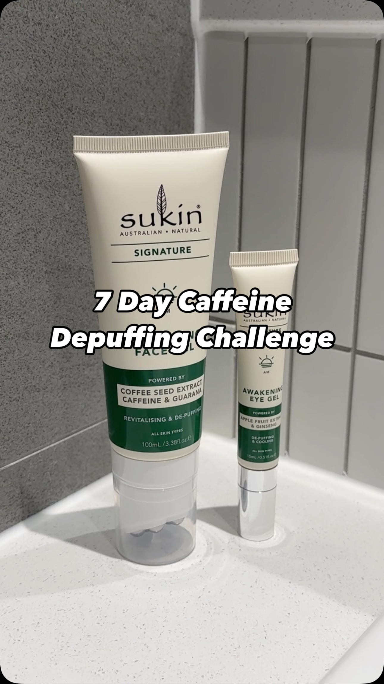 Instagram post by @laurabuix for Sukin Natural Skincare. Caption reads: I tried @sukinskincare Signature Awakening Range....