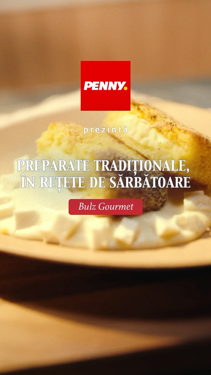 Instagram post by @darty_chef for PENNY Romania. Caption reads: Plita s-a încins 🔥, brânza Hanul Boieresc s-a....