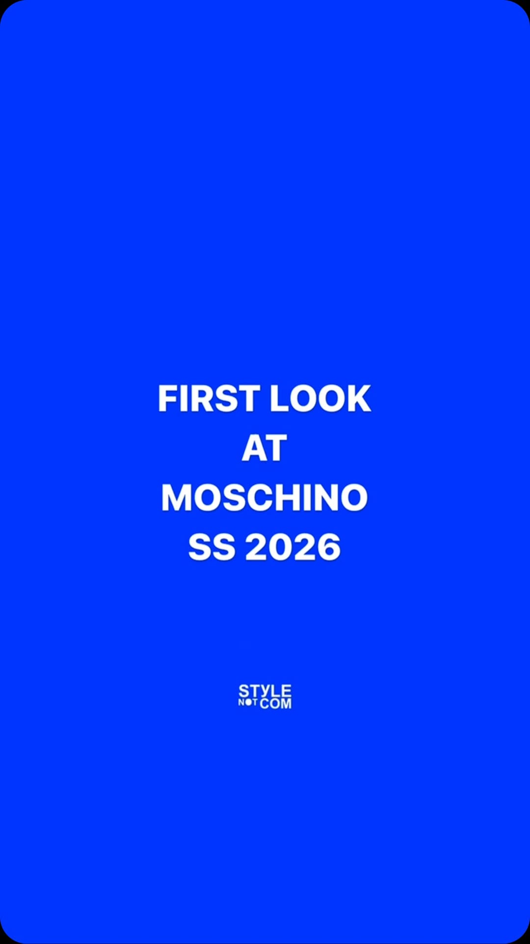 Instagram post by @stylenotcom for Moschino. Caption reads: @MOSCHINO JUST STARTED IN MILAN

#MOSCHINO #MFW....