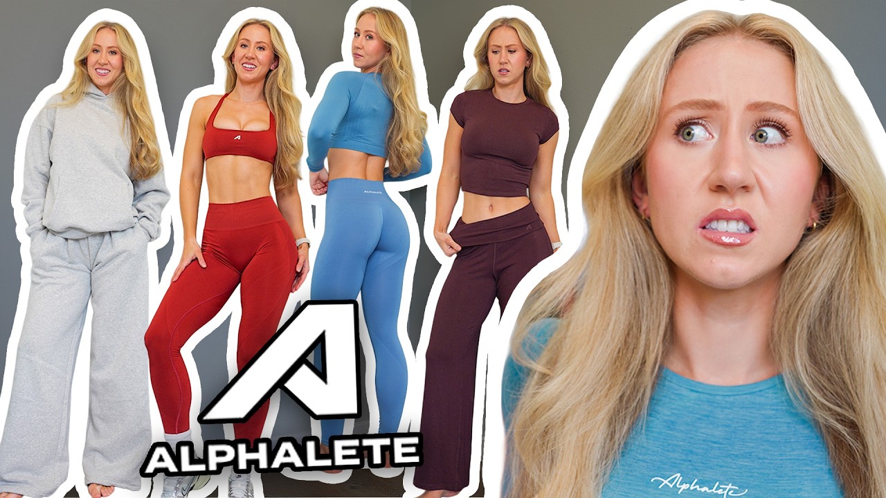 YouTube post by @KathrynMueller for Kamo Fitness. Caption reads: Alphalete Drop 1 2026 Review! Revive, New Lounge,....