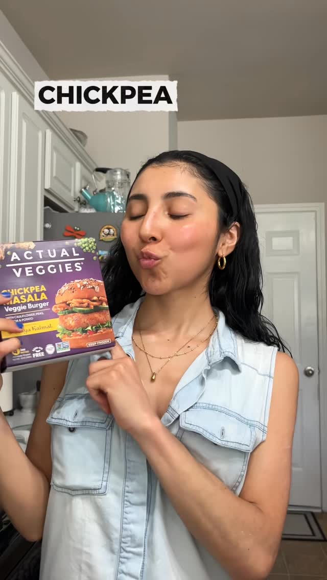 Instagram post by @danifernandez.go for Actual Veggies. Caption reads: Time to run to @sprouts to get the new Chickpea....