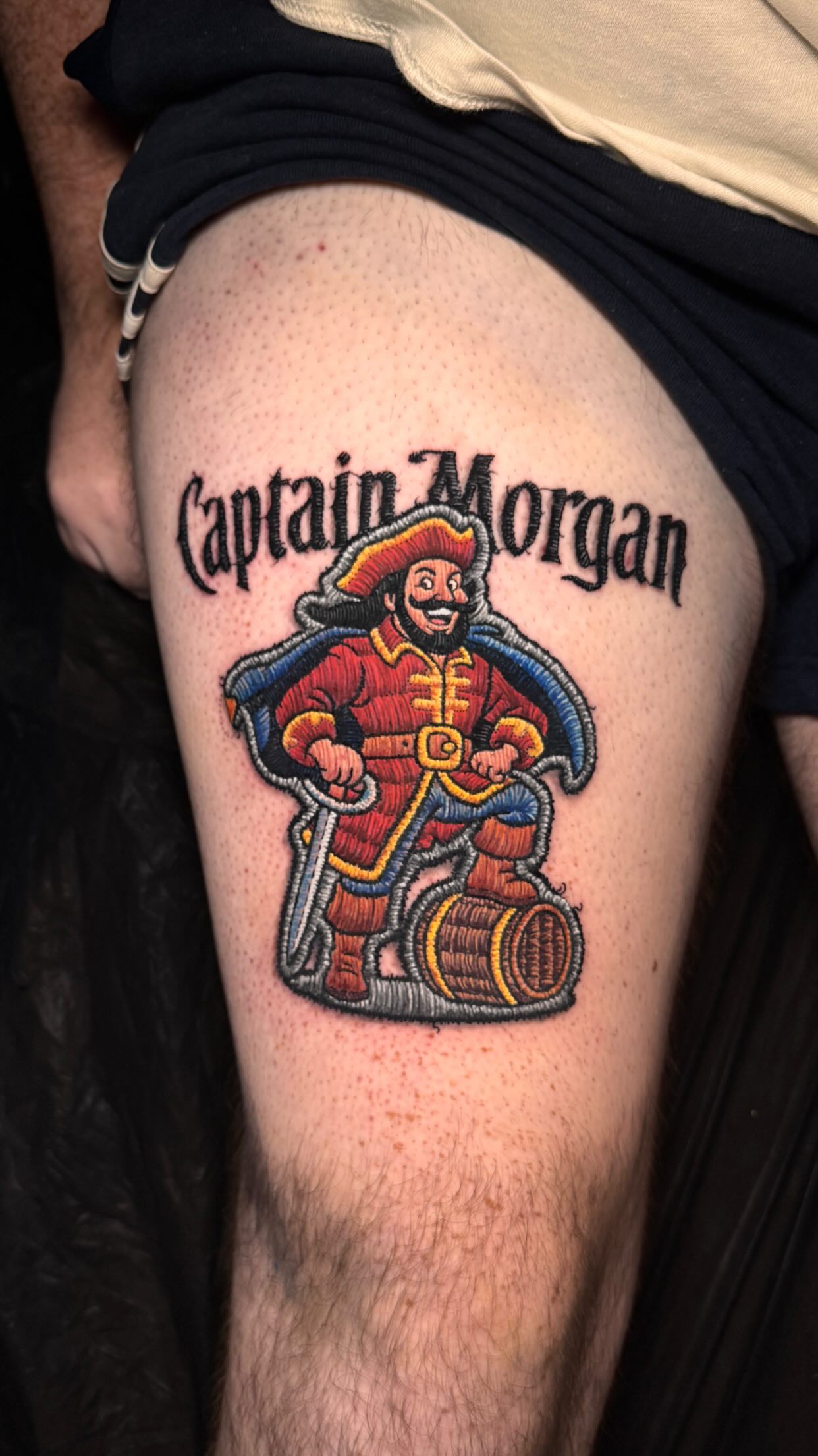 Instagram post by @dudalozanotattoo for Fkirons. Caption reads: [...] do Captain Morgan

 sponsors: 

@fkirons....