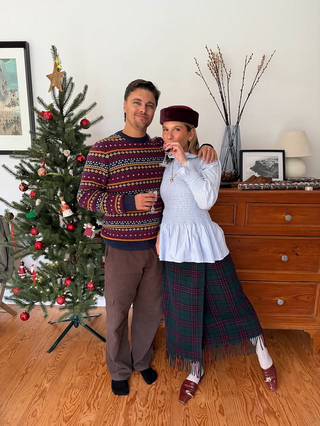 Instagram post by @ritamontezuma for Barbour. Caption reads: our christmas 💌
(Gifts tagged).