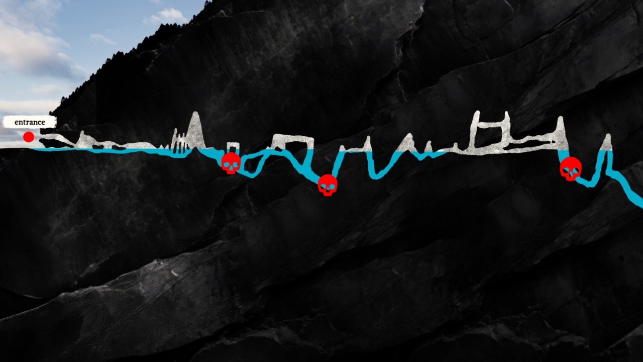 YouTube post by @ScaryInteresting for Shutterstock. Caption reads: The Disturbing Deaths of Wookey Hole Cave.