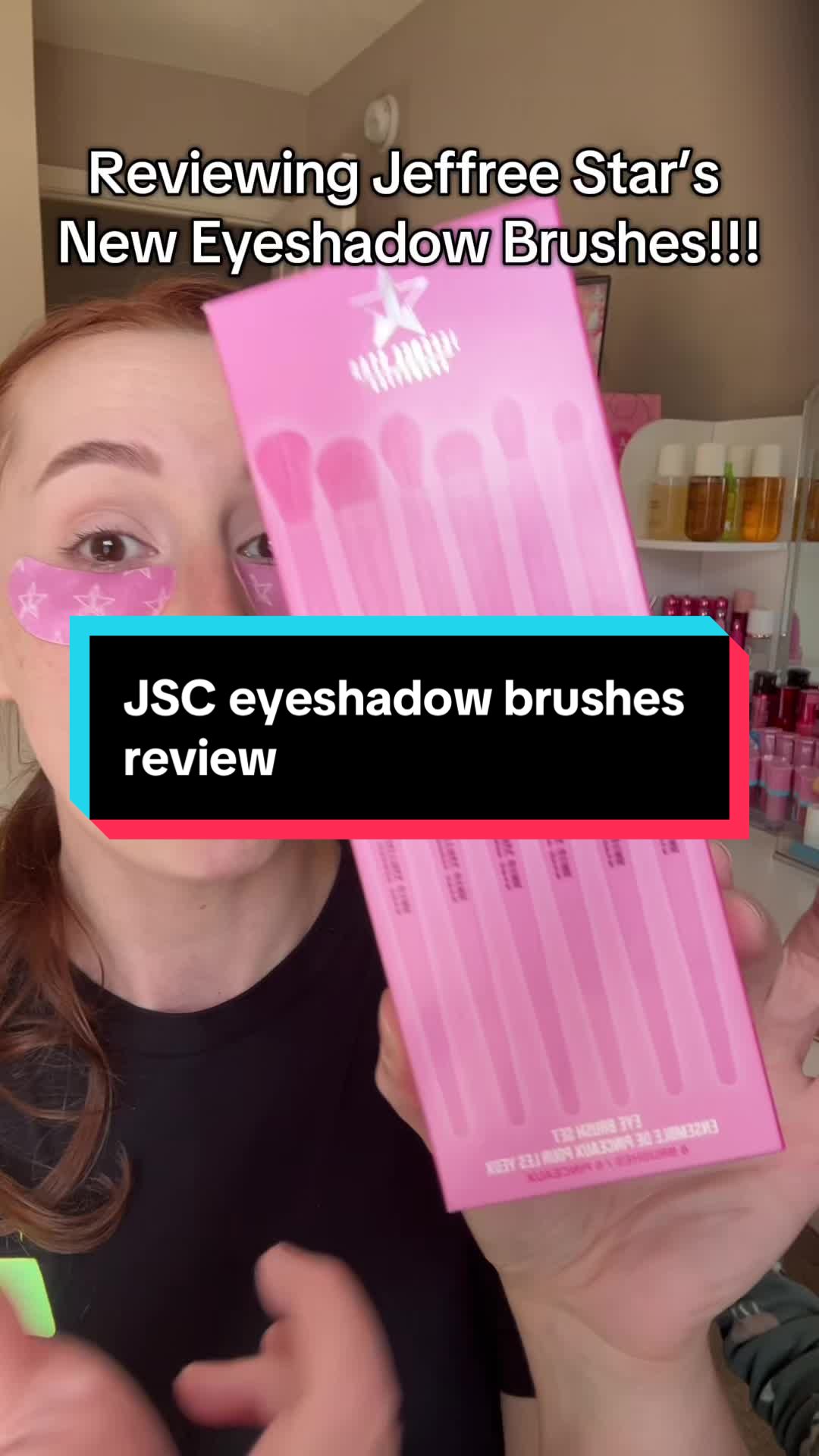 TikTok post by @jessicawallsbeauty for Jeffree Star Cosmetics. Caption reads: [...] how these eyeshadow brushes perform from....