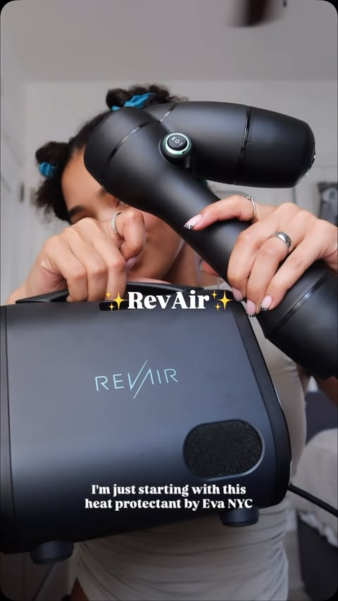 Instagram post by @ayannamendibles for RevAir • Reverse-Air Dryer. Caption reads: #ad hair prep made easy. ✨ 💸discount code:....
