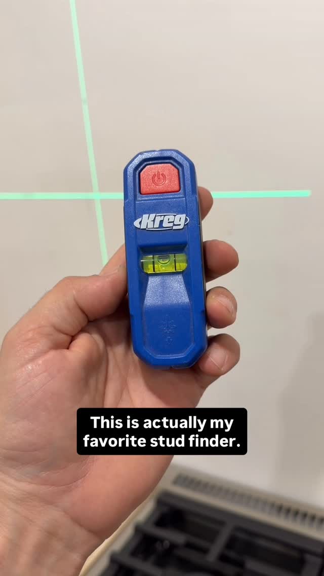 Instagram post by @makeeverythingshop for Kreg Tool. Caption reads: Is a $30 stud finder better than my $250 wall....