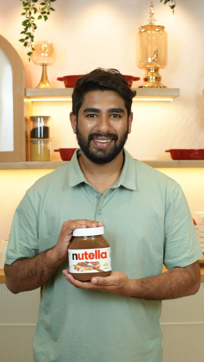 Instagram post by @ashiqrex for Nutella. Caption reads: 🥞 Mornings taste better when Nutella is part of....