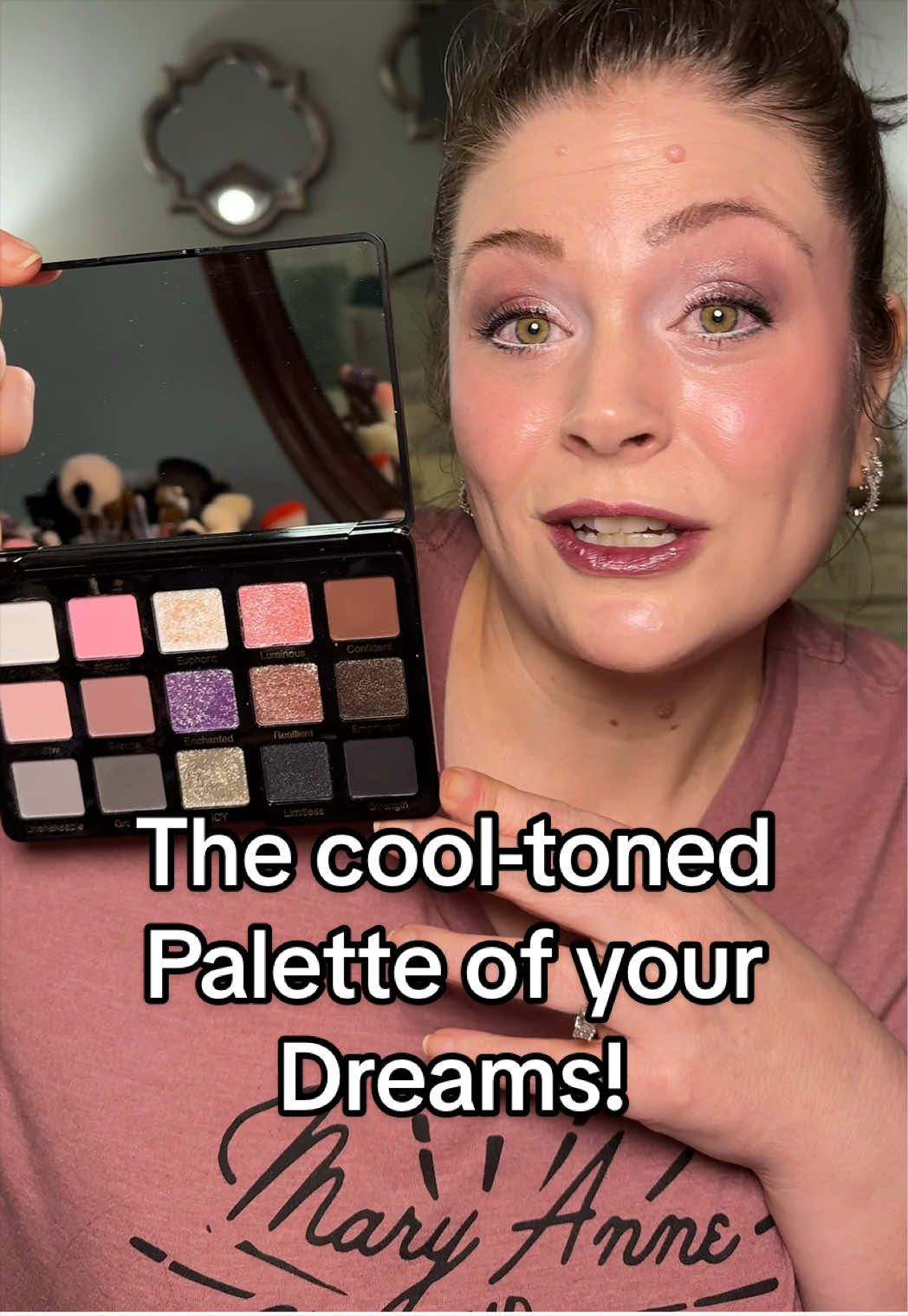 TikTok post by @melissa_beautyover40 for Adriana Nichole Cosmetics. Caption reads: [...] eyeshadow palette from @Adriana Nichole....