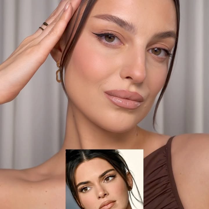 Instagram post by @kaskazurawskamakeup for DOUGLAS. Caption reads: Kendall Jenner inspired makeup 💫 

Do tego looku....