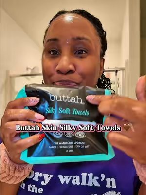 TikTok post by @missy_mom_life for Buttah Skin. Caption reads: [...] 🤎✨ Fresh towel, every cleanse! The Buttah....
