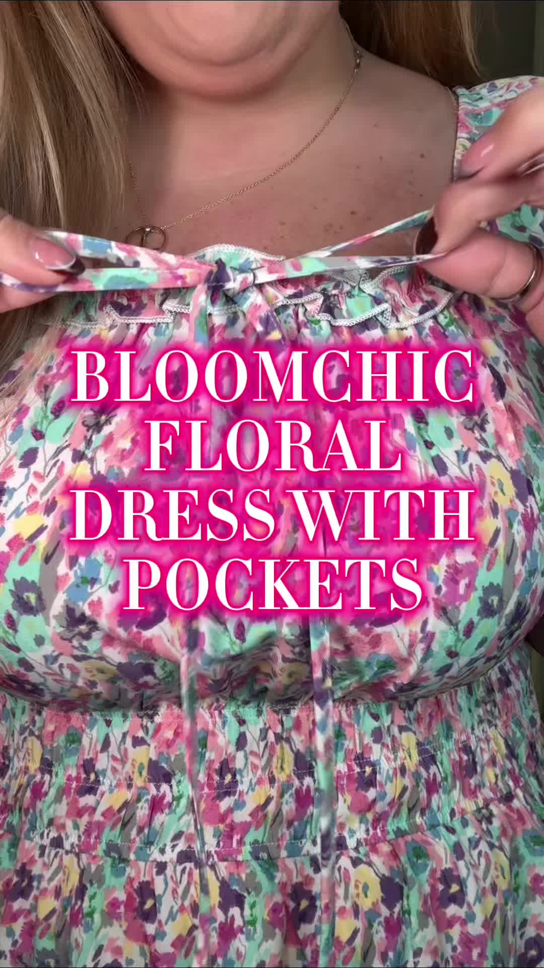 TikTok post by @c_shadyyy for BloomChic. Caption reads: [...] #plussizereviews @BLOOMCHICUSOFFICIAL Floral....