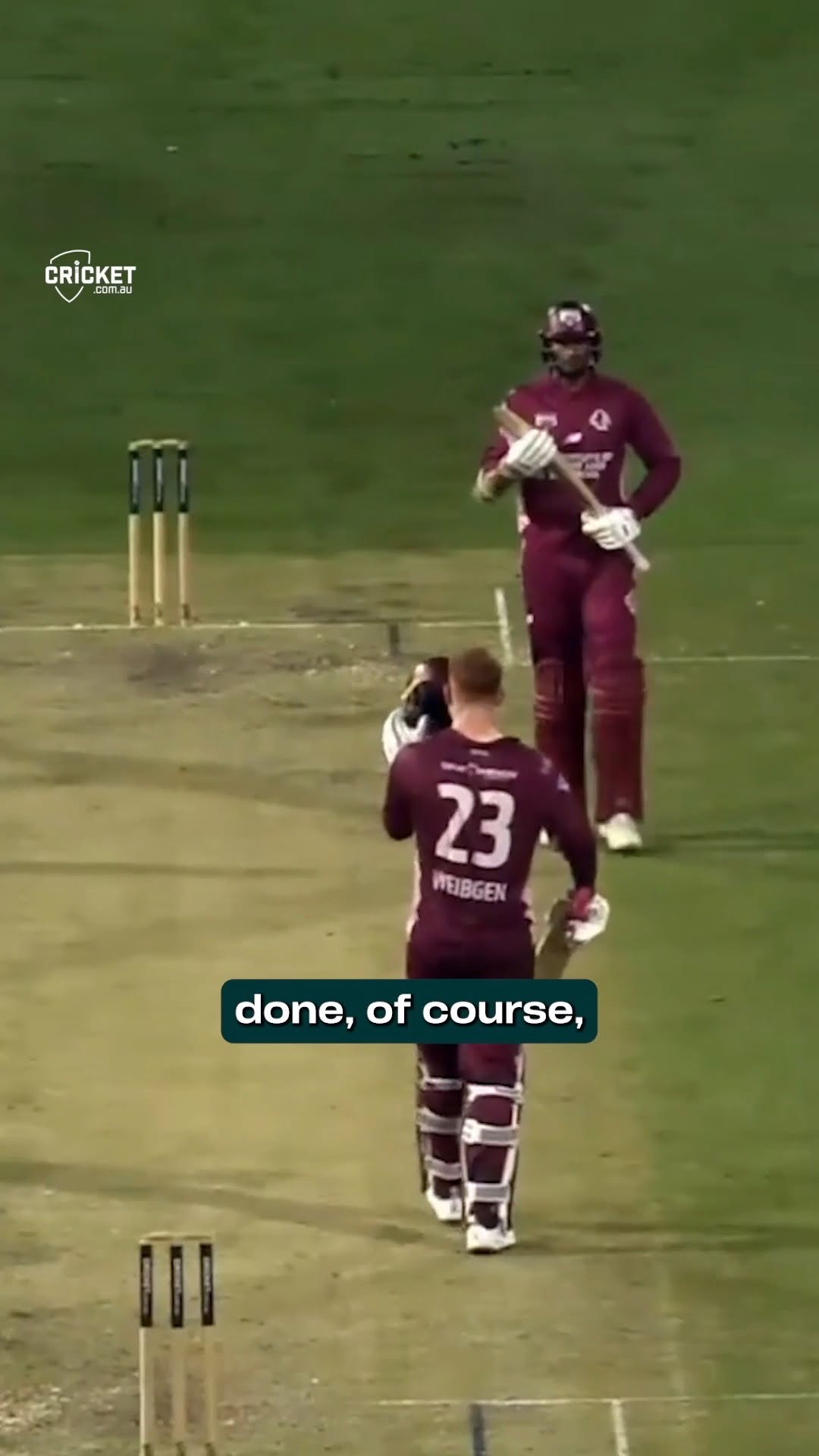 Instagram post by @cricketcomau for Qantas. Caption reads: All business 👏

Hugh Weibgen really caught the....