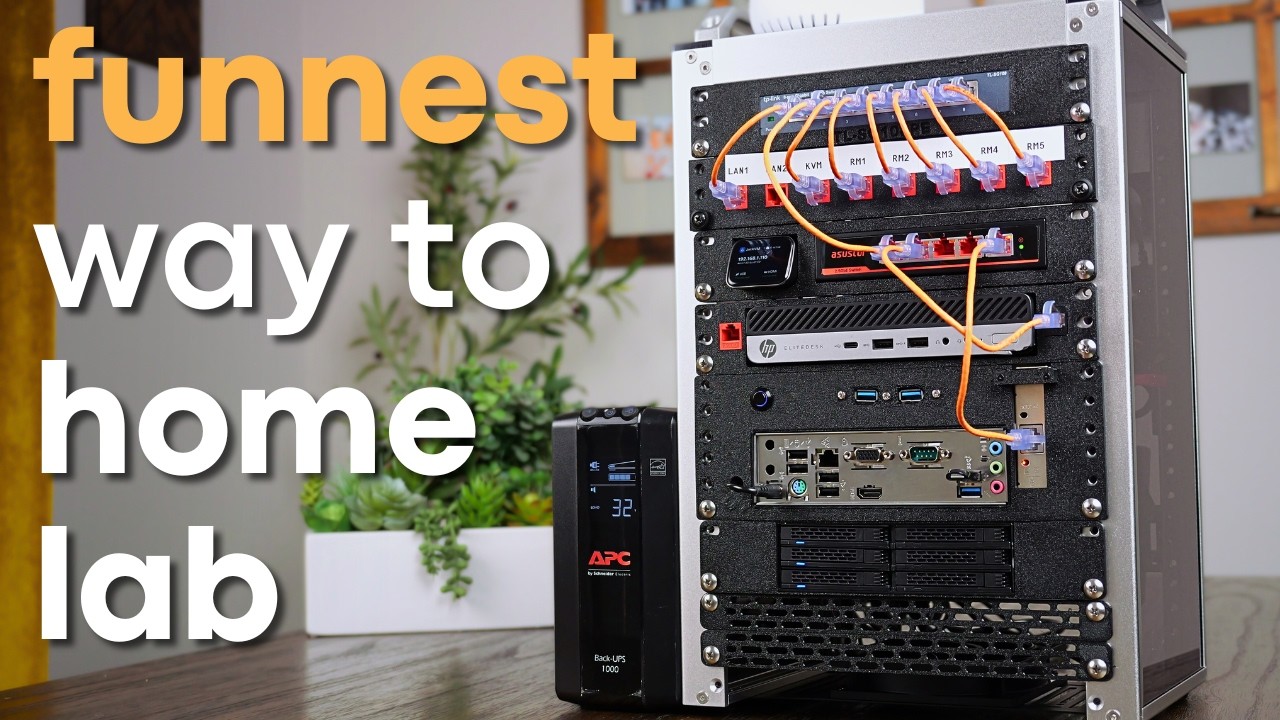 YouTube post by @HardwareHaven for Thingiverse. Caption reads: My Favorite Home Lab So Far.