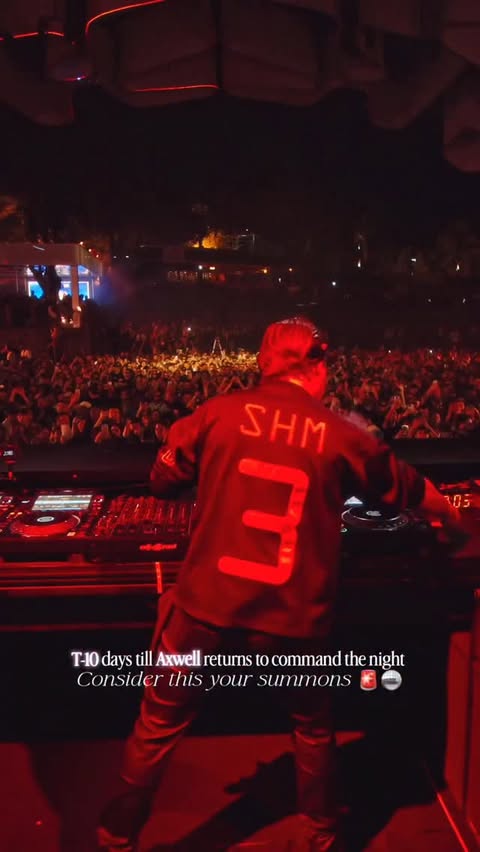 Instagram post by @sunburnfestival for BookMyShow. Caption reads: @axwell controlling the decks is a one way ticket....