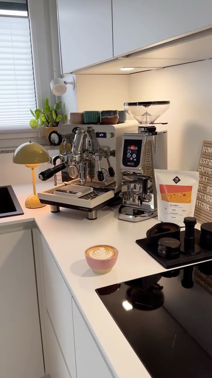 Instagram post by @eureka__grinders for 19grams. Caption reads: A quiet corner, a cup of warmth, and timeless....