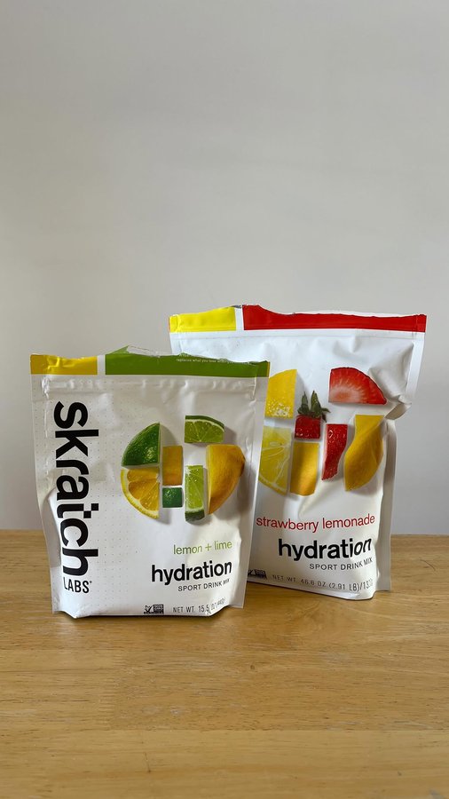 Instagram post by @trail_carrot for Skratch Labs. Caption reads: My fueling + hydration lineup with @skratchlabs 👇....