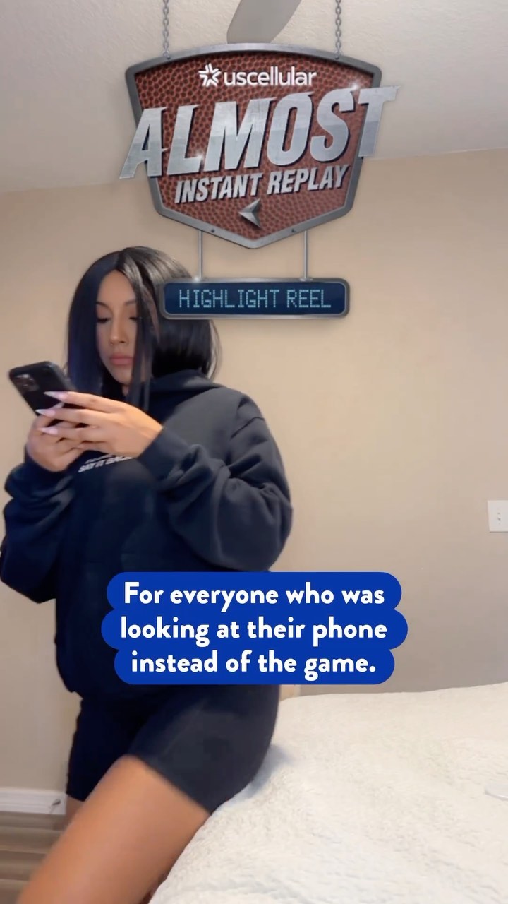Instagram post by @yurilamasbella for UScellular. Caption reads: Missed some of the big game cuz you were on your....