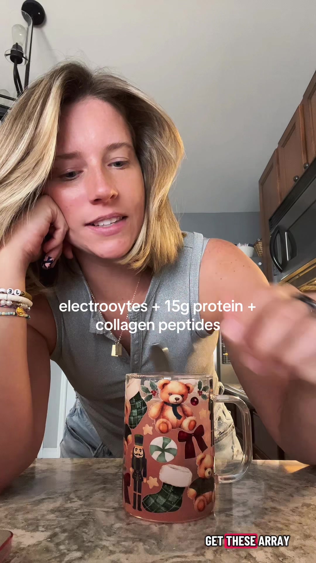 TikTok post by @megkinsinger for Arrae. Caption reads: [...] #electrolytepowder @Arrae.