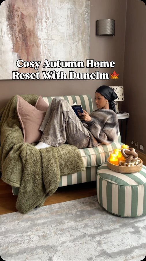 Instagram post by @zeinahnur for Dunelm. Caption reads: AD✨ Used my child free weekend to give my living....