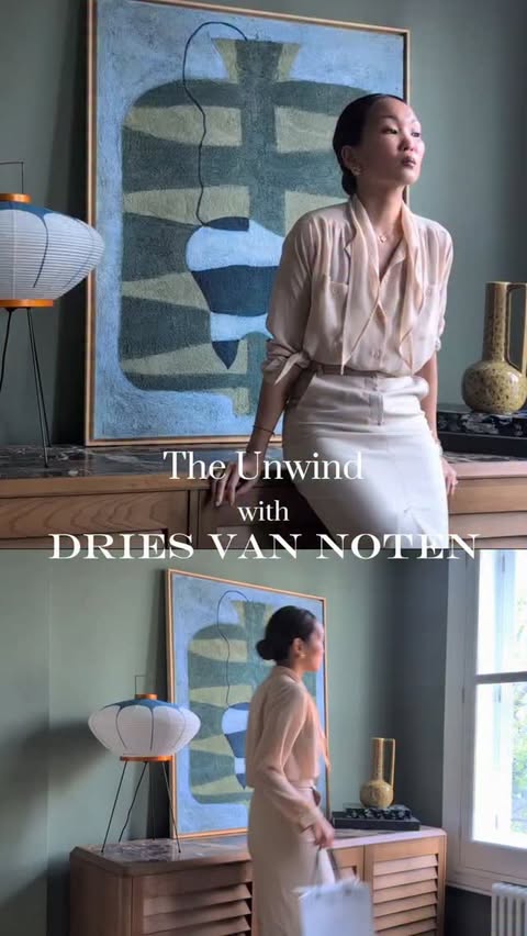 Instagram post by @marikokuo for Dries Van Noten. Caption reads: The Unwind with @driesvannoten #DriesVanNoten.
