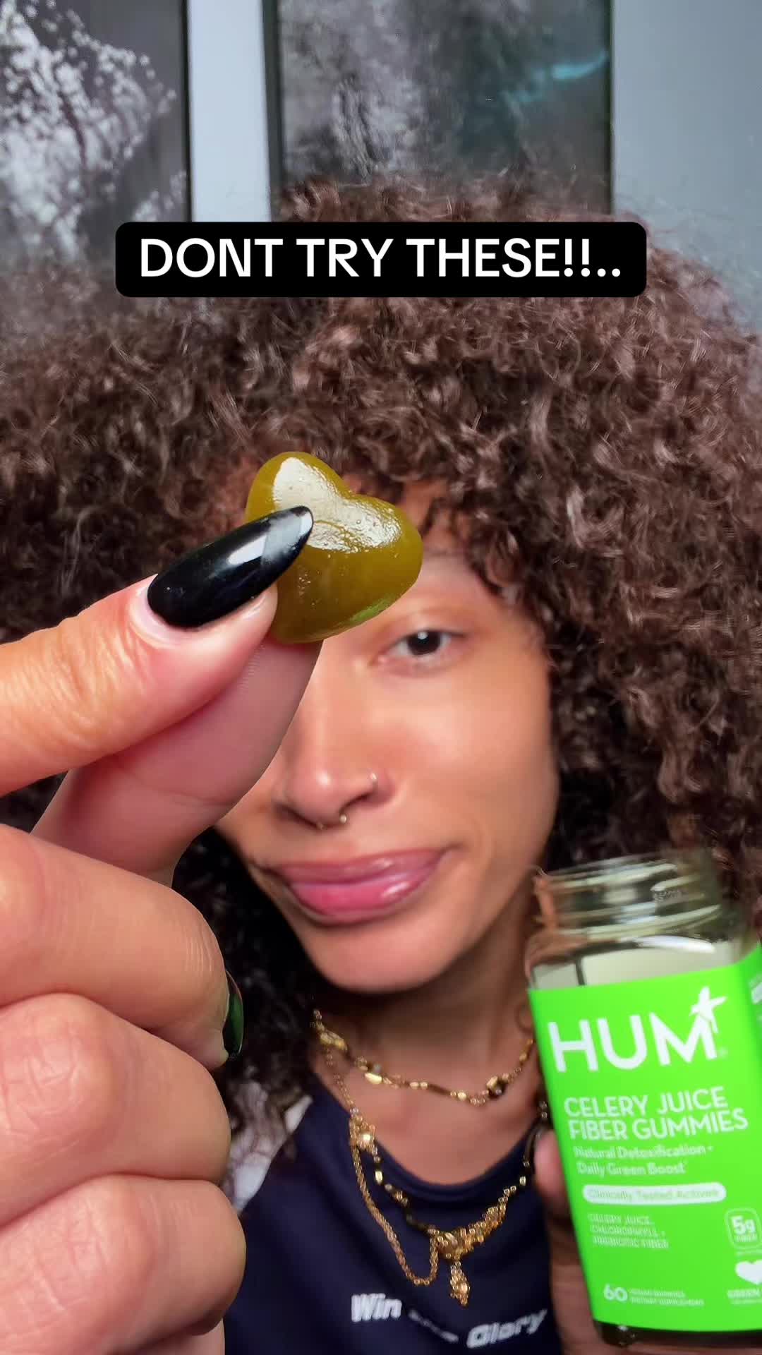 TikTok post by @indiachristin1 for Hum Nutrition. Caption reads: [...] from eating the whole bottle.. @HUM....